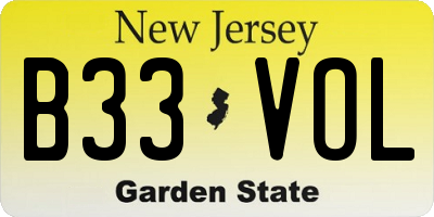 NJ license plate B33VOL