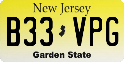 NJ license plate B33VPG