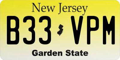 NJ license plate B33VPM