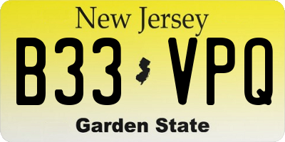 NJ license plate B33VPQ