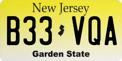 NJ license plate B33VQA