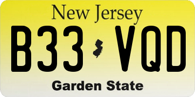 NJ license plate B33VQD
