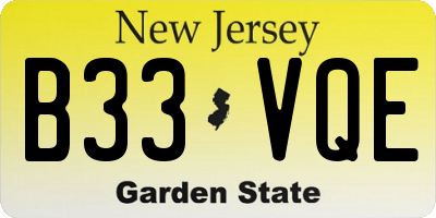 NJ license plate B33VQE
