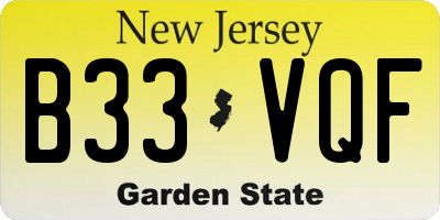 NJ license plate B33VQF