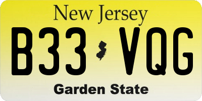 NJ license plate B33VQG