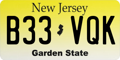 NJ license plate B33VQK