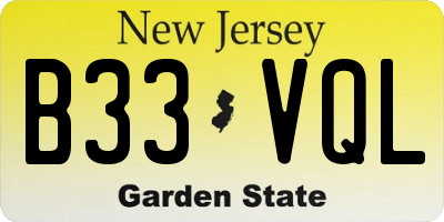 NJ license plate B33VQL