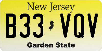 NJ license plate B33VQV