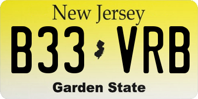 NJ license plate B33VRB