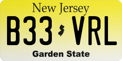 NJ license plate B33VRL