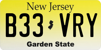 NJ license plate B33VRY