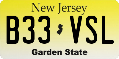 NJ license plate B33VSL