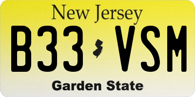 NJ license plate B33VSM