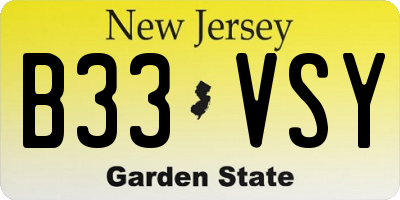 NJ license plate B33VSY