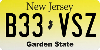 NJ license plate B33VSZ