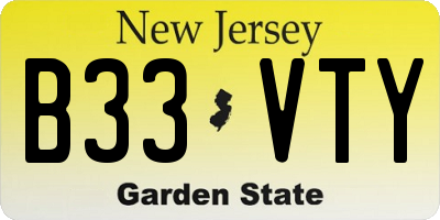 NJ license plate B33VTY