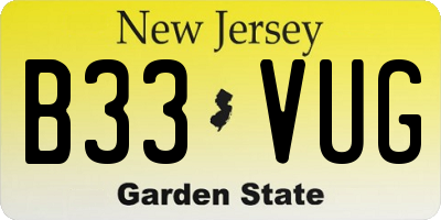 NJ license plate B33VUG