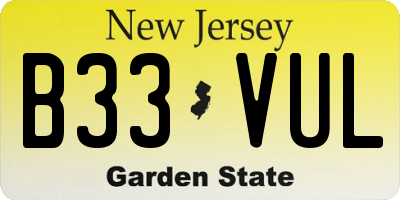 NJ license plate B33VUL