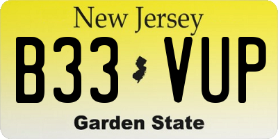 NJ license plate B33VUP