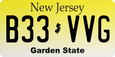 NJ license plate B33VVG