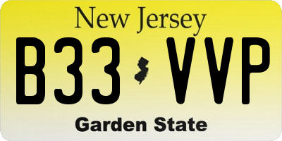 NJ license plate B33VVP