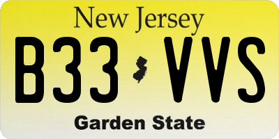NJ license plate B33VVS