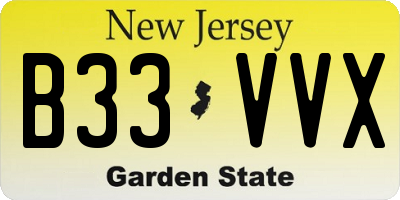 NJ license plate B33VVX