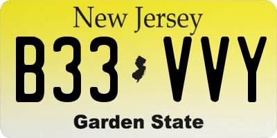 NJ license plate B33VVY