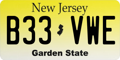 NJ license plate B33VWE