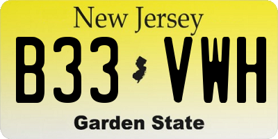 NJ license plate B33VWH
