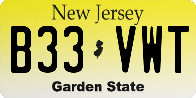 NJ license plate B33VWT