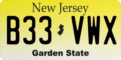 NJ license plate B33VWX