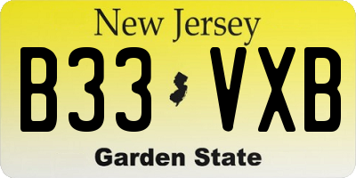 NJ license plate B33VXB