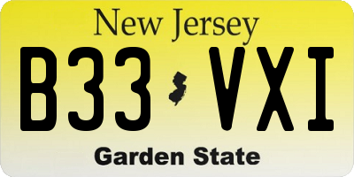 NJ license plate B33VXI