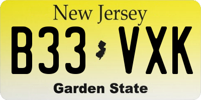 NJ license plate B33VXK