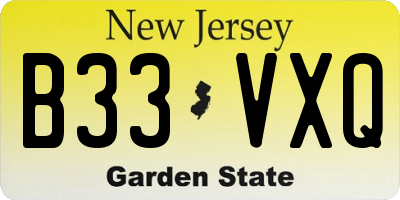 NJ license plate B33VXQ