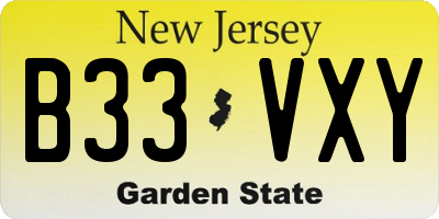 NJ license plate B33VXY