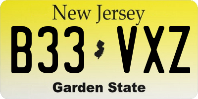NJ license plate B33VXZ