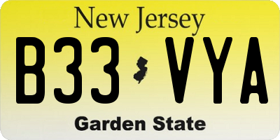 NJ license plate B33VYA