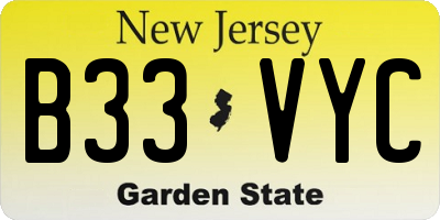 NJ license plate B33VYC