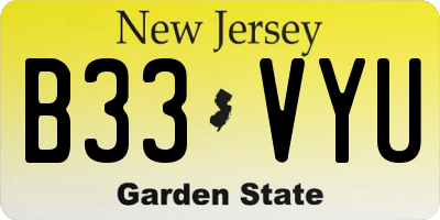 NJ license plate B33VYU