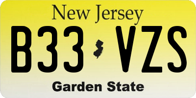 NJ license plate B33VZS