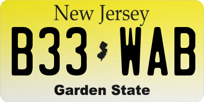 NJ license plate B33WAB