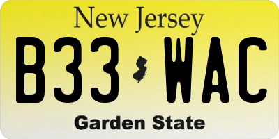 NJ license plate B33WAC