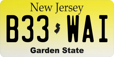 NJ license plate B33WAI