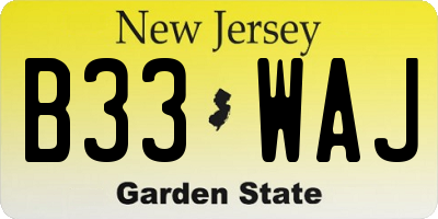 NJ license plate B33WAJ