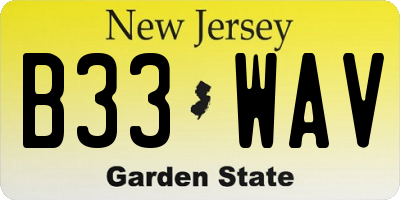 NJ license plate B33WAV