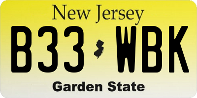 NJ license plate B33WBK