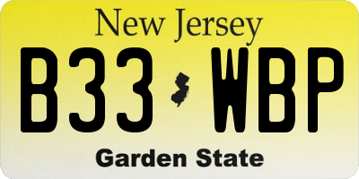 NJ license plate B33WBP