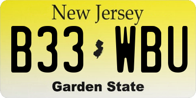 NJ license plate B33WBU
